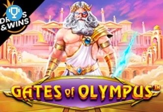 Olimpos'un görkemli ve efsanevi girişini yansıtan 'Gates of Olympus' oyununun çarpıcı ve büyüleyici görseli.