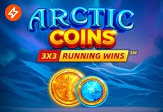 Kutup bölgesi temalı 'Arctic Coins' oyununun soğuk ve çok yönlü sunumunu yansıtan görsel.
