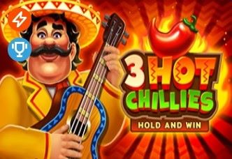 Visual showing the powerful and striking presentation of the spicy and fiery '3 Hot Chillies' game.